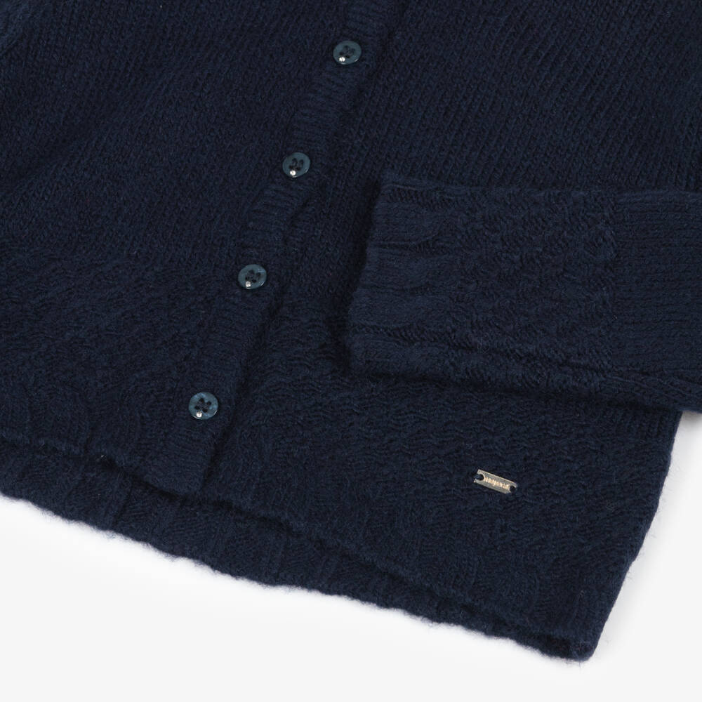 Mayoral-Girls Blue Wool Blend Cardigan | Childrensalon Outlet