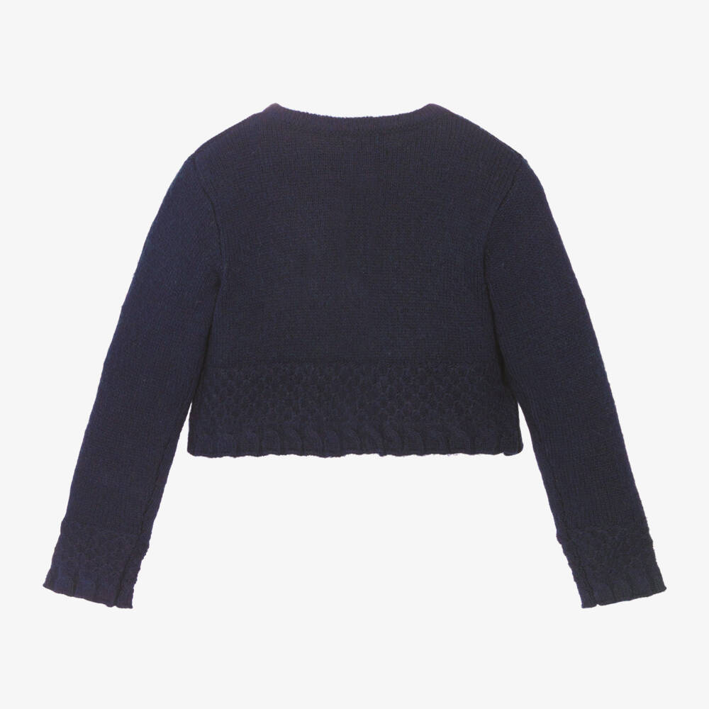Mayoral-Girls Blue Wool Blend Cardigan | Childrensalon Outlet