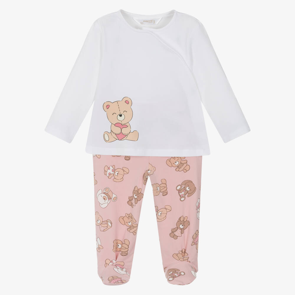 Mayoral Newborn-Girls' Blush Bear-Cotton Sleep Set | Childrensalon Outlet