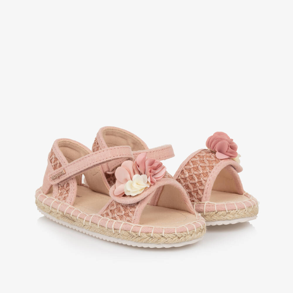Mayoral-Girls Blush Blossom Woven Sandals | Childrensalon Outlet