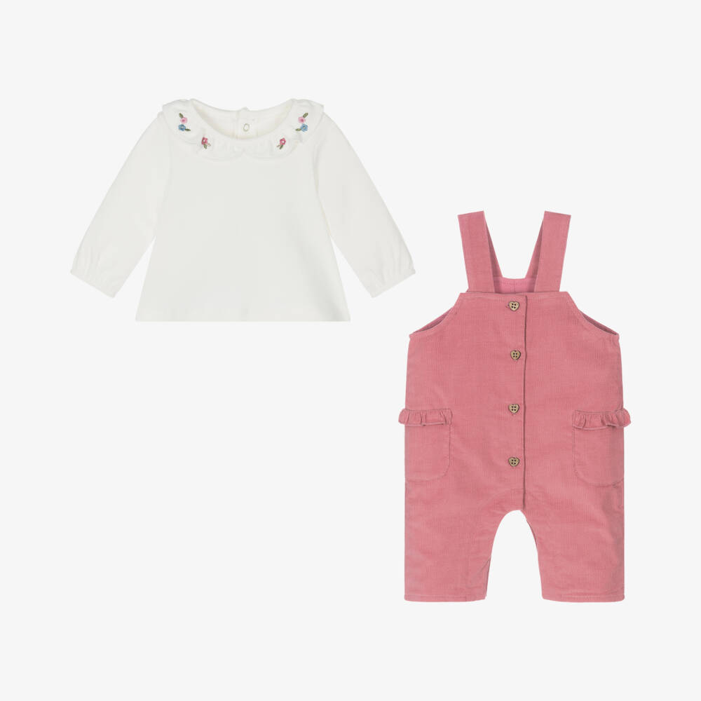 Mayoral Newborn-Girls' Blush Corduroy Dungaree Ensemble | Childrensalon Outlet