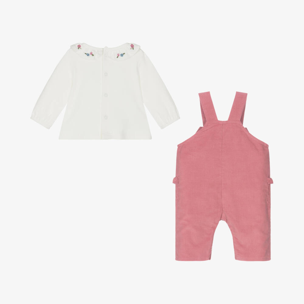 Mayoral Newborn-Girls' Blush Corduroy Dungaree Ensemble | Childrensalon Outlet