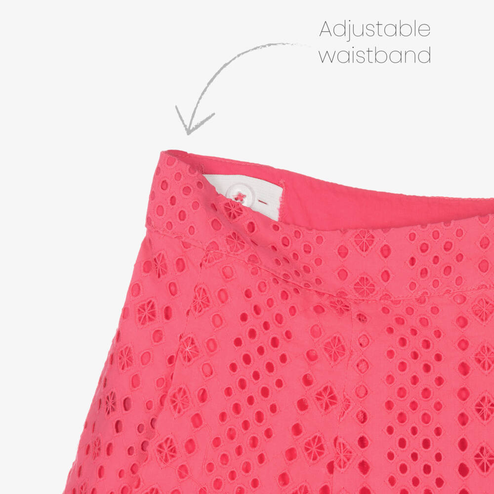 Mayoral-شورت قطن وردي فاتح للبنات بتطريز مثقوب | Childrensalon Outlet