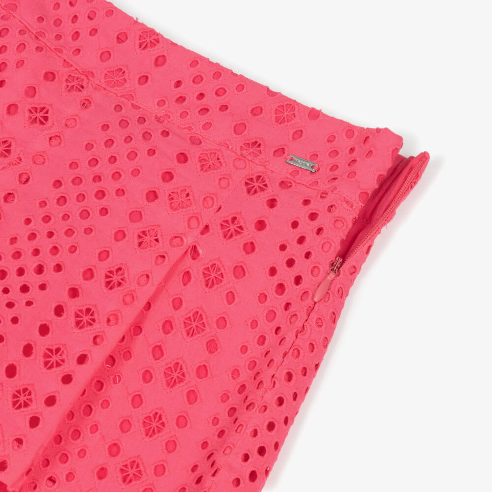 Mayoral-شورت قطن وردي فاتح للبنات بتطريز مثقوب | Childrensalon Outlet