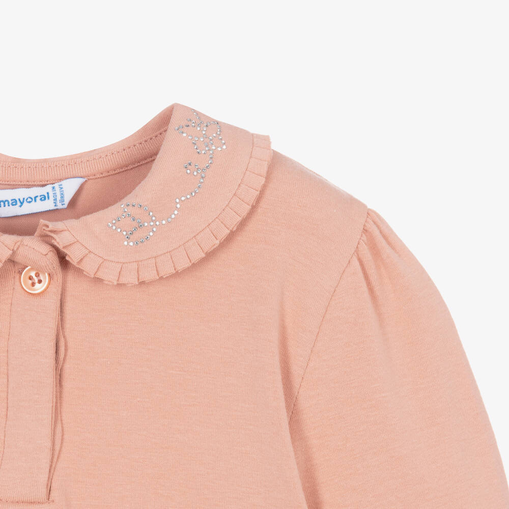 Mayoral-Girls Blush Cotton Jersey Top | Childrensalon Outlet
