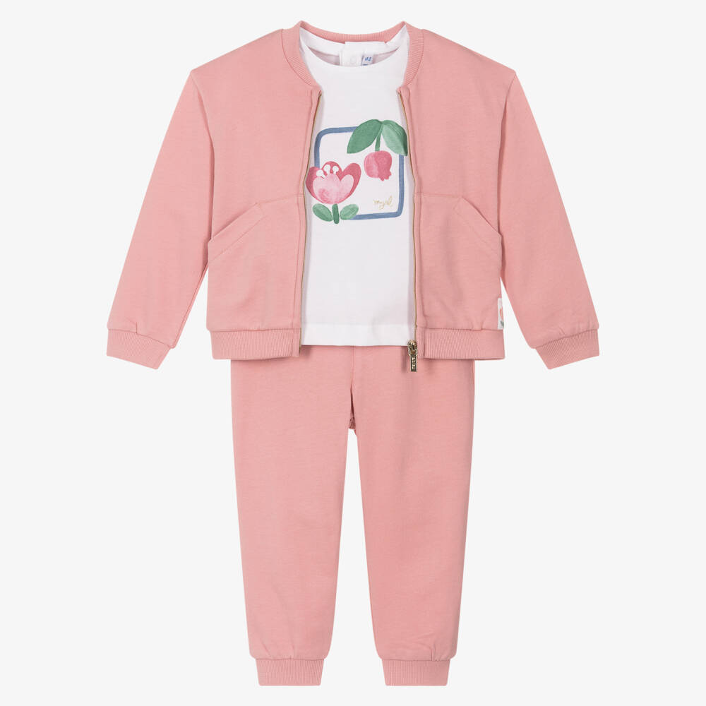 Mayoral-Girls Blush Cotton Jogger Ensemble | Childrensalon Outlet