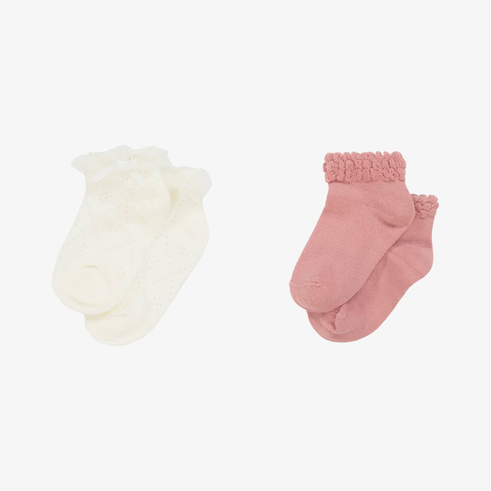 Mayoral-Girls' Blush & Cream Knit Socks Duo | Childrensalon Outlet