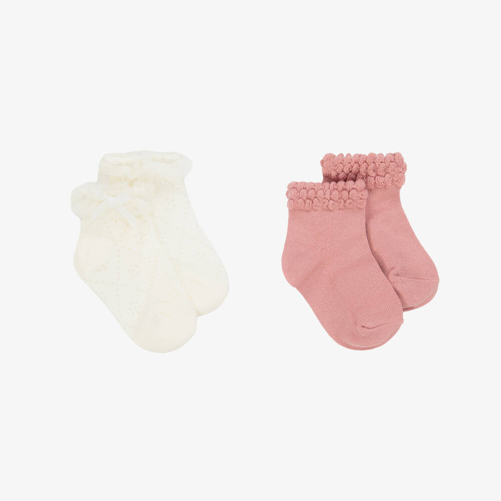 Mayoral-Girls' Blush & Cream Knit Socks Duo | Childrensalon Outlet