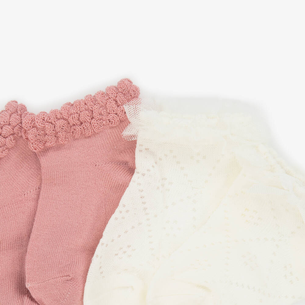 Mayoral-Girls' Blush & Cream Knit Socks Duo | Childrensalon Outlet