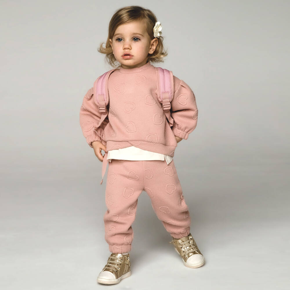 Mayoral-Girls Blush Heart Lounge Set | Childrensalon Outlet