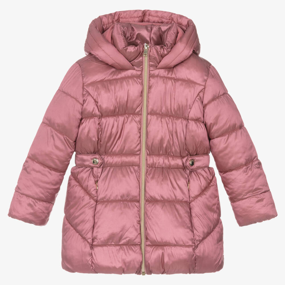Mayoral-Girls Blush Hooded Padded Coat | Childrensalon Outlet