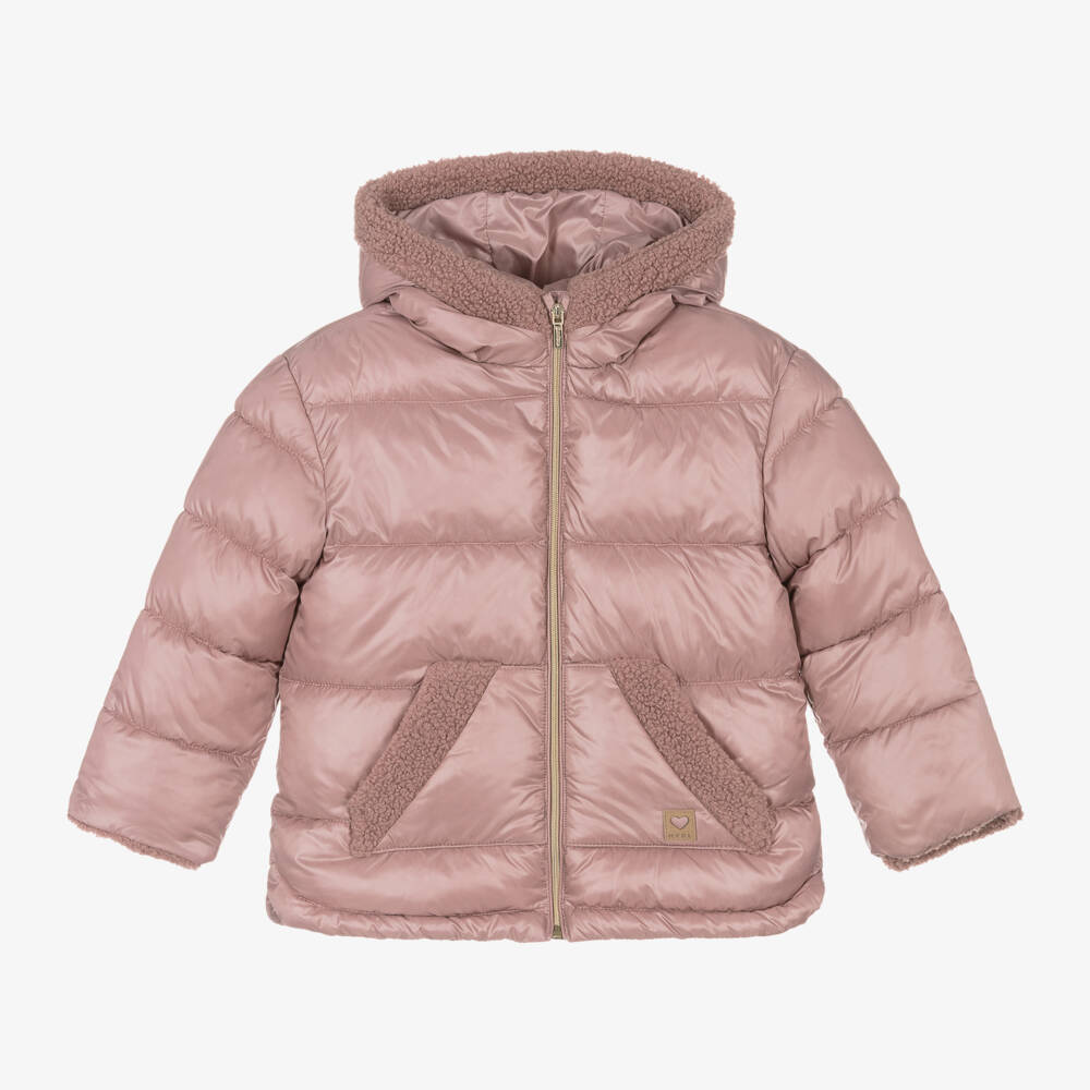 Mayoral-Girls Blush Hooded Quilted Jacket | Childrensalon Outlet