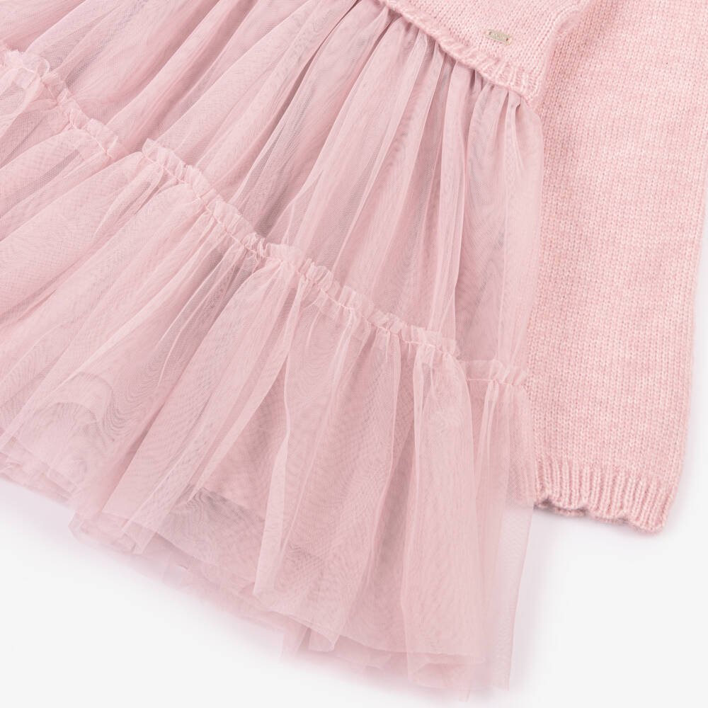 Mayoral-Girls Blush Knit & Tulle Ensemble | Childrensalon Outlet