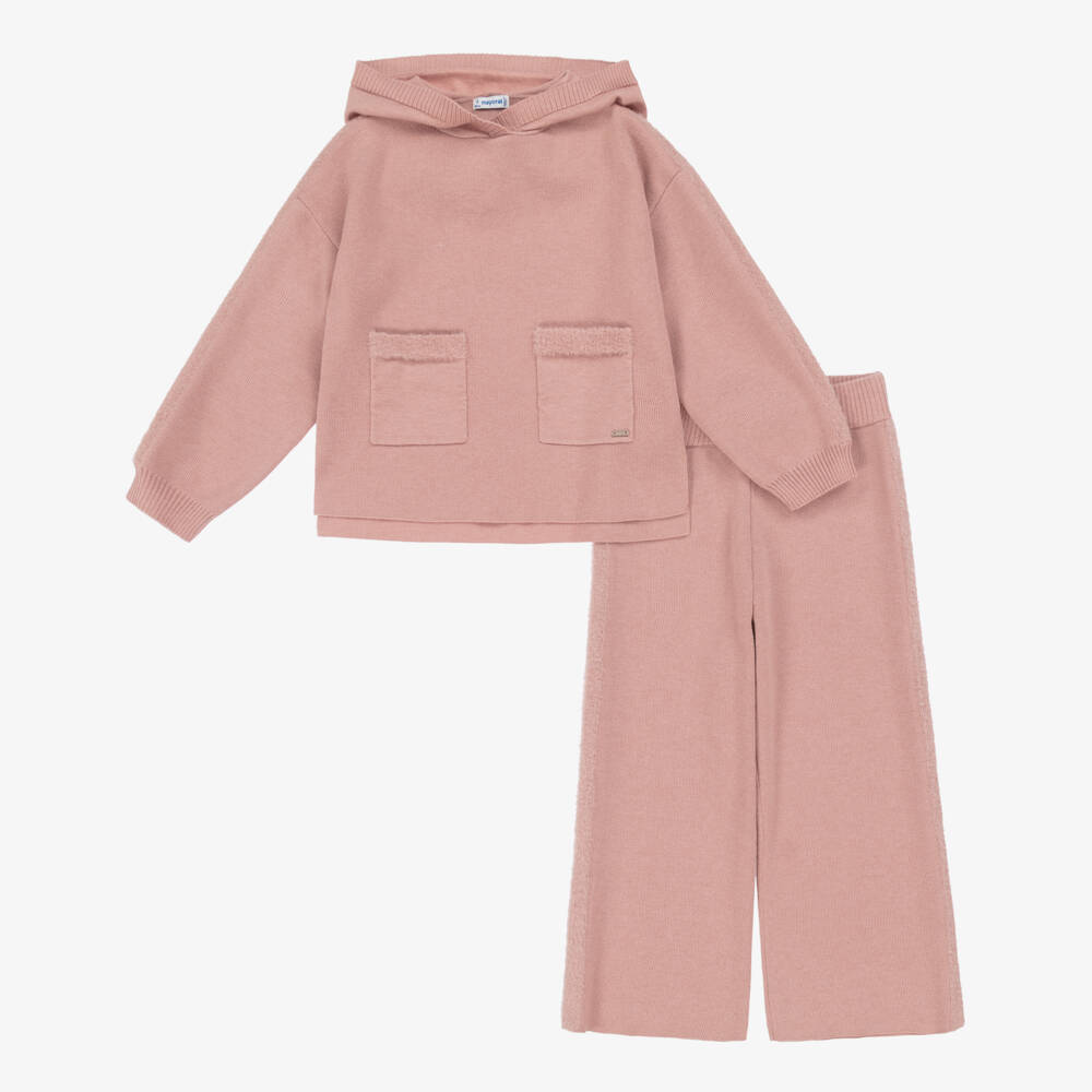 Mayoral-Girls Blush Knitted Hoodie Set | Childrensalon Outlet