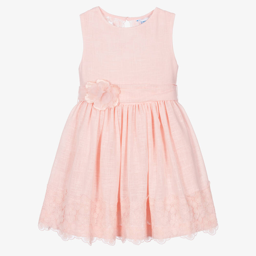 Mayoral-Girls Blush Lace Accent Frock | Childrensalon Outlet