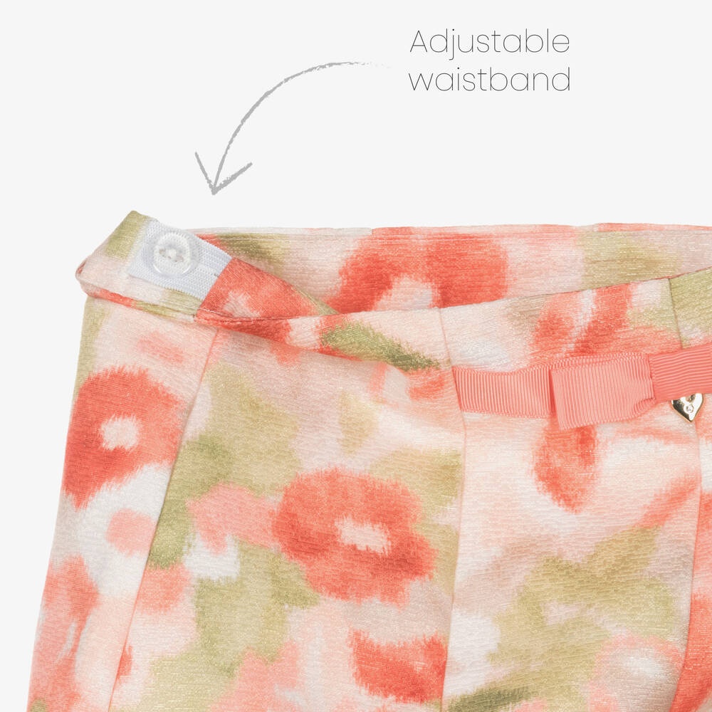 Mayoral-Girls Blush Pink Floral Shimmer Shorts | Childrensalon Outlet
