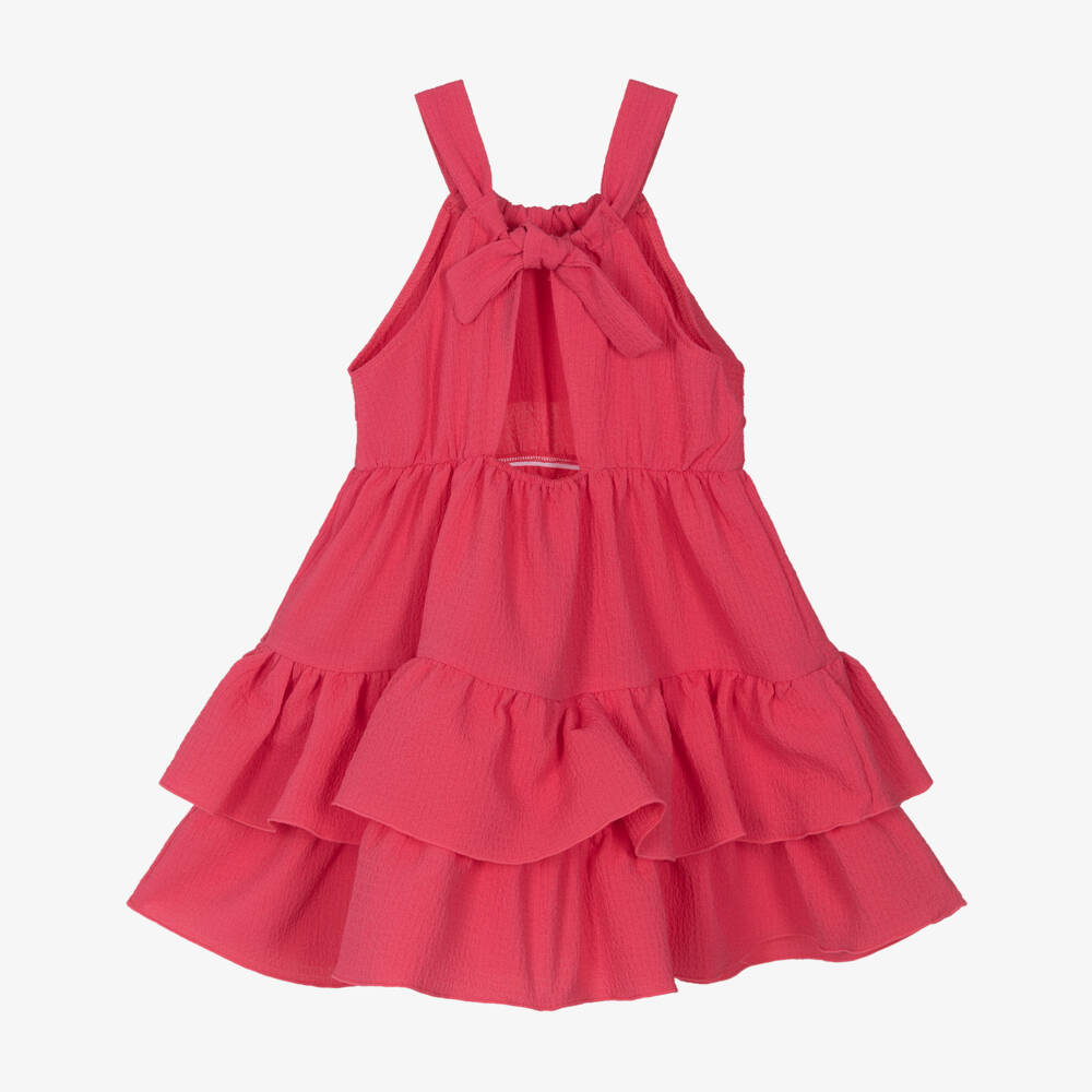 Mayoral-فستان موسلين وردي فاتح للبنات مع كشكشات | Childrensalon Outlet