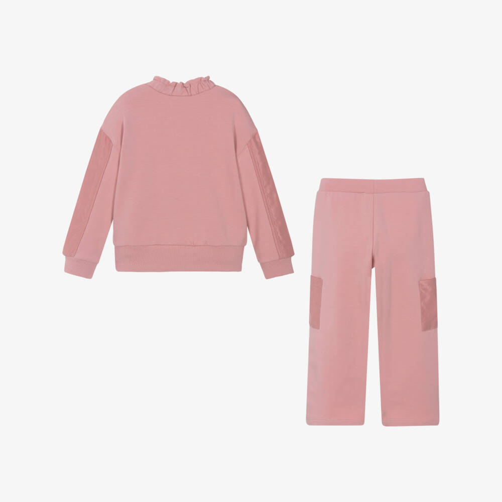 Mayoral-Girls Blush Satin & Cotton Tracksuit | Childrensalon Outlet