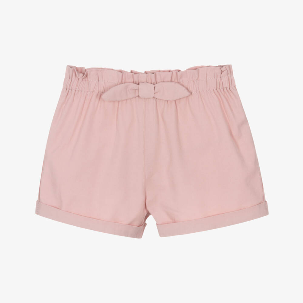 Mayoral Newborn-Girls' Blush Twill Bow Shorts | Childrensalon Outlet