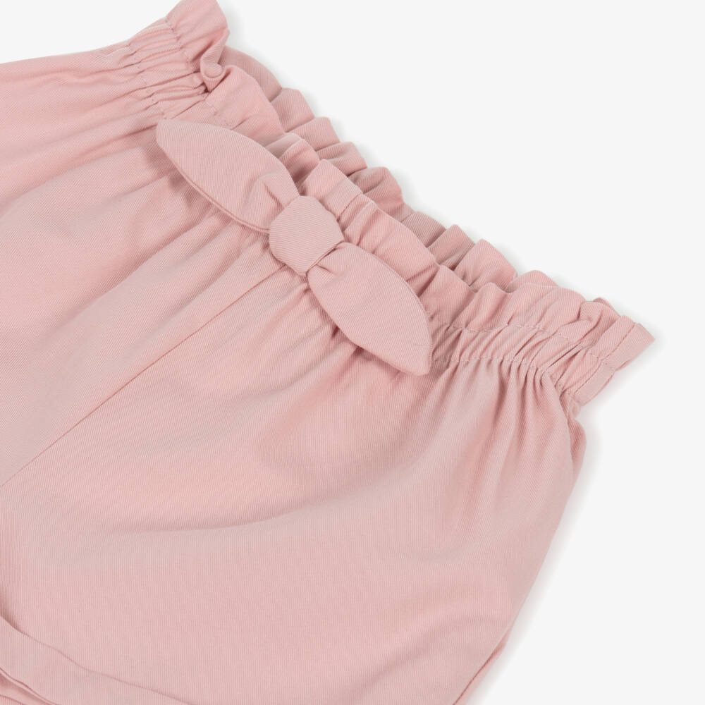 Mayoral Newborn-Girls' Blush Twill Bow Shorts | Childrensalon Outlet