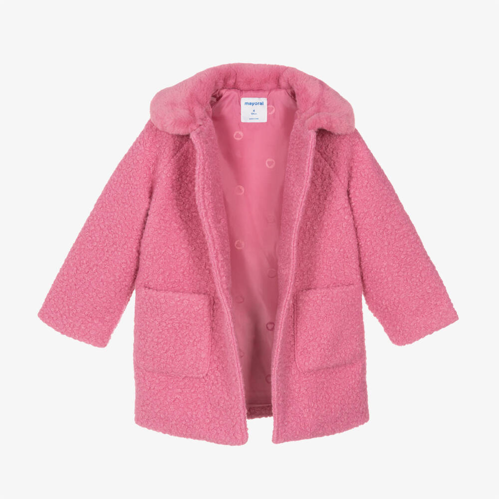 Mayoral-Girls Bouclé Coat with Faux Fur | Childrensalon Outlet