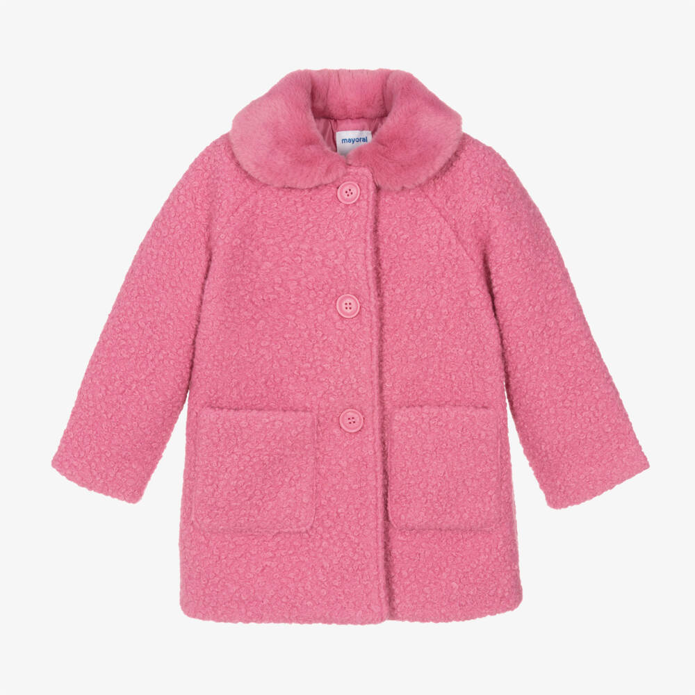 Mayoral-Girls Bouclé Coat with Faux Fur | Childrensalon Outlet