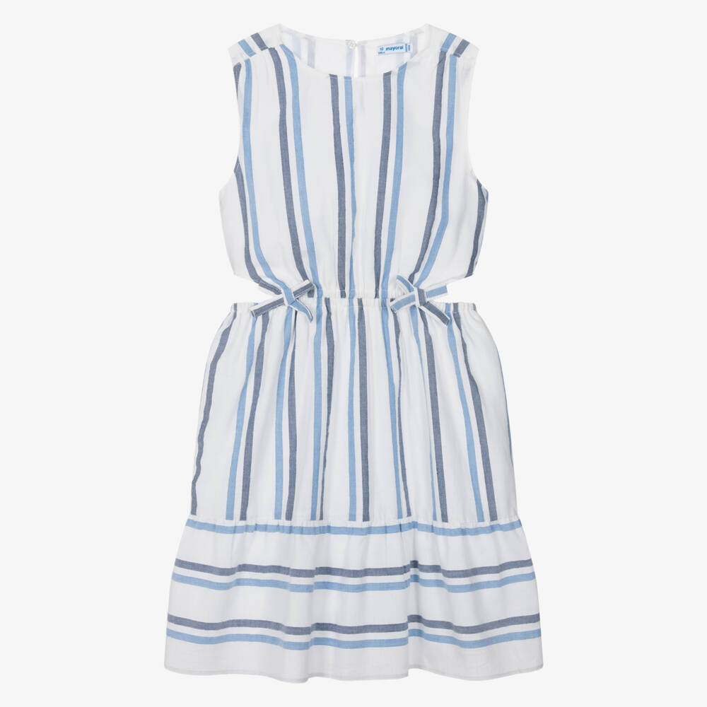 Mayoral-Girls Breezy Blue Stripe Dress | Childrensalon Outlet