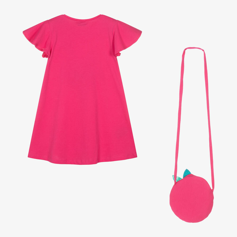 Mayoral-Girls Bright Pink Cotton Dress Set | Childrensalon Outlet