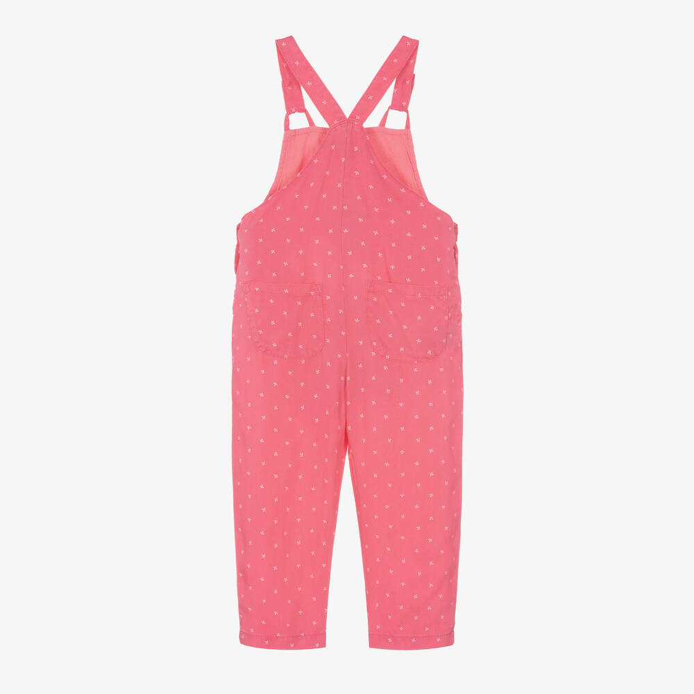 Mayoral-Girls Bright Pink Floral Dungarees | Childrensalon Outlet