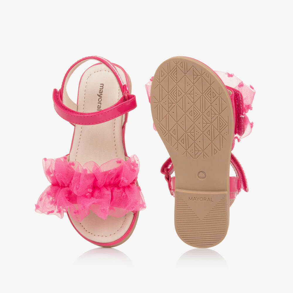 Mayoral-Girls Bright Pink Tulle Ruffle Sandals | Childrensalon Outlet