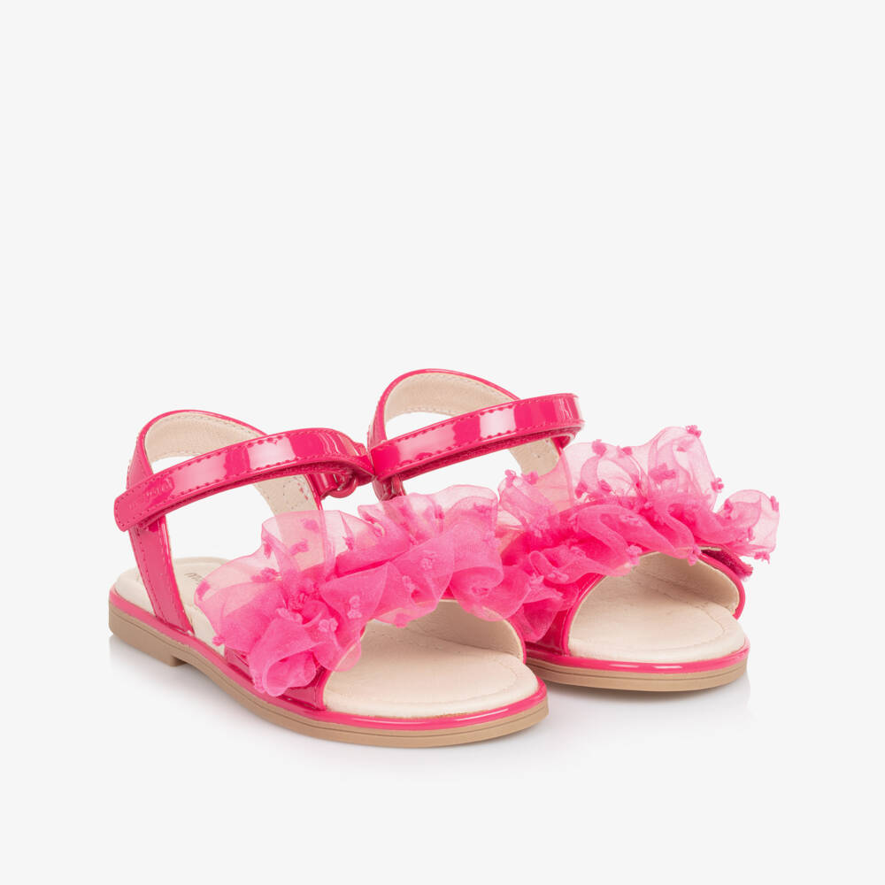 Mayoral-Girls Bright Pink Tulle Ruffle Sandals | Childrensalon Outlet