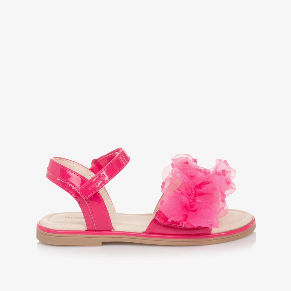 Mayoral-Girls Bright Pink Tulle Ruffle Sandals | Childrensalon Outlet