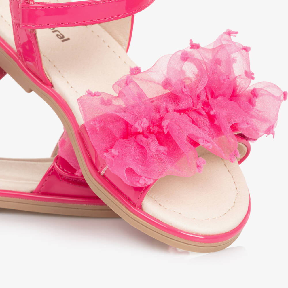 Mayoral-Girls Bright Pink Tulle Ruffle Sandals | Childrensalon Outlet