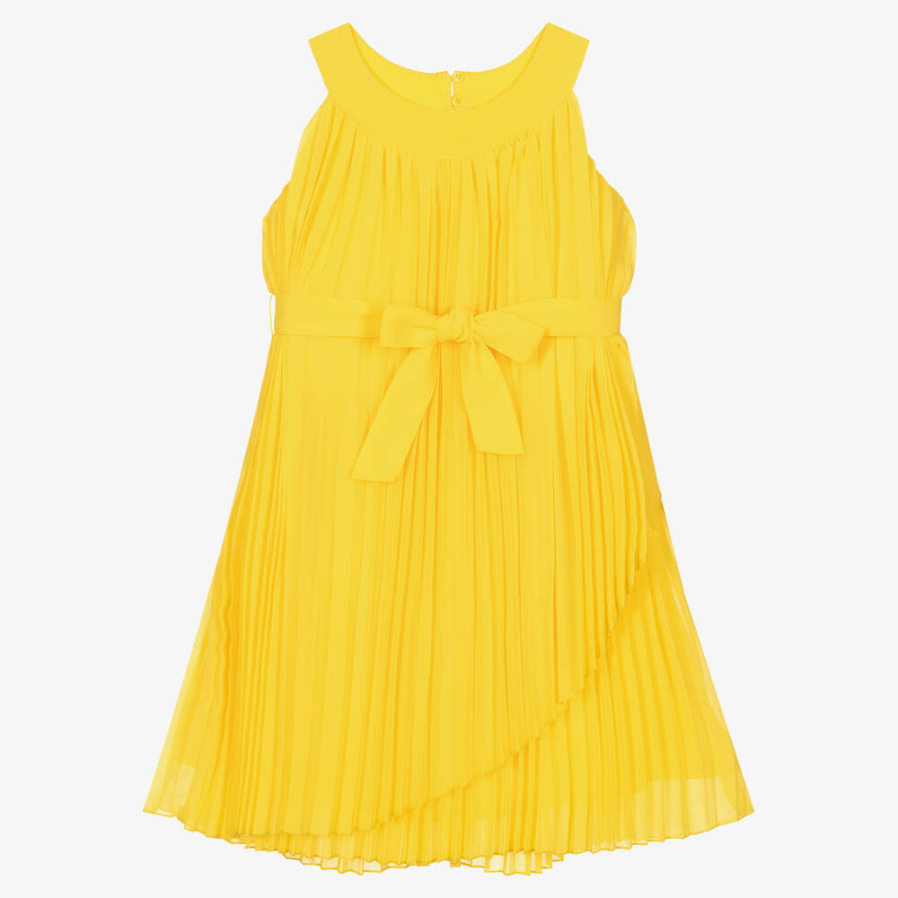 Mayoral - Robe jaune vif plissée mousseline | Childrensalon