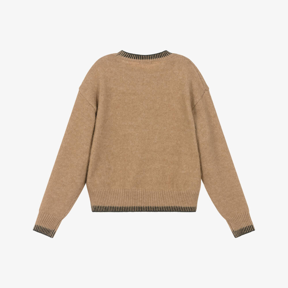 Mayoral-Girls Brown Cherry Heart Knitted Jumper | Childrensalon Outlet