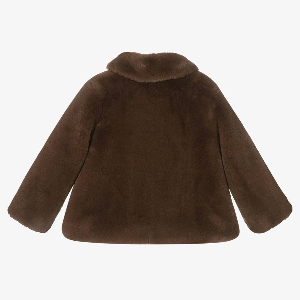 Mayoral-Коричневая куртка из искусственного меха для девочек | Childrensalon Outlet