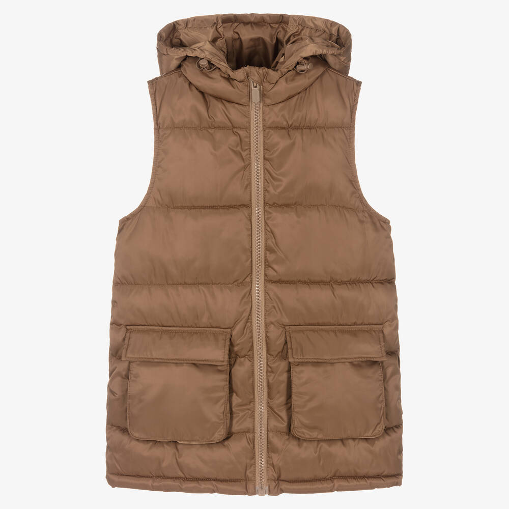 Mayoral - Girls Brown Hooded Gilet Jacket | Childrensalon