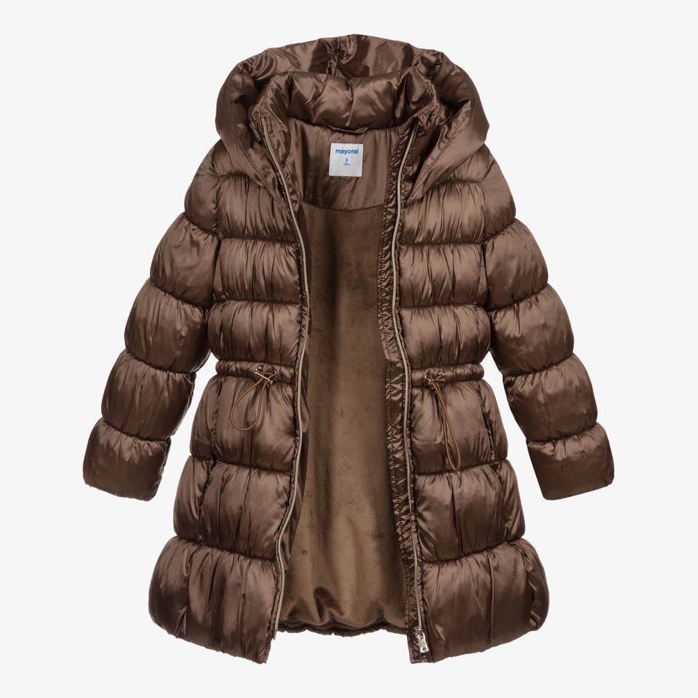 Mayoral Girls Brown Puffer Coat