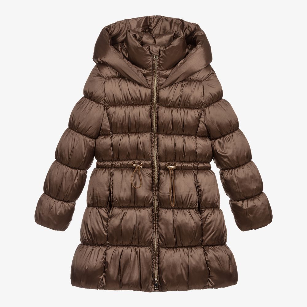 Mayoral - Girls Brown Puffer Coat  | Childrensalon