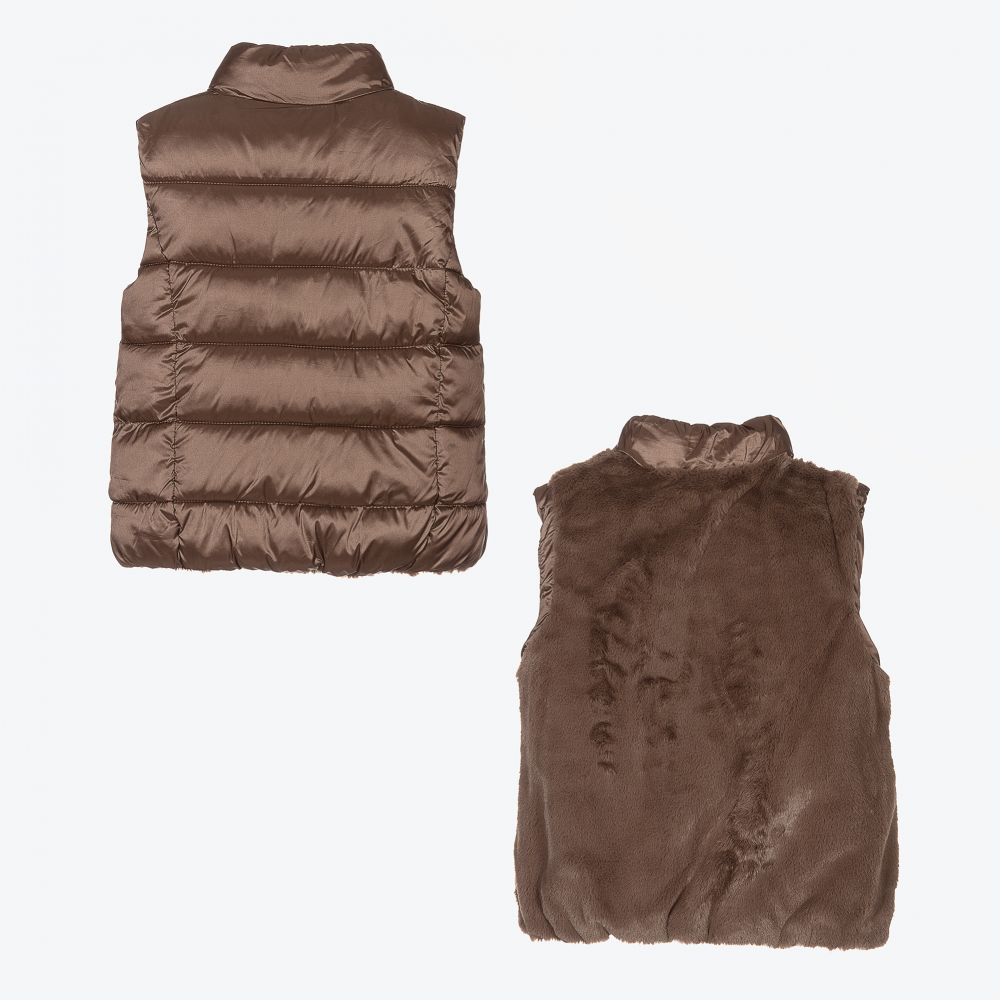 Mayoral-Girls Brown Reversible Gilet | Childrensalon Outlet