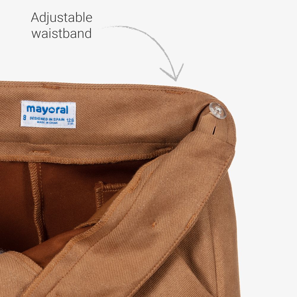 Mayoral-Girls Brown Twill Trousers | Childrensalon Outlet