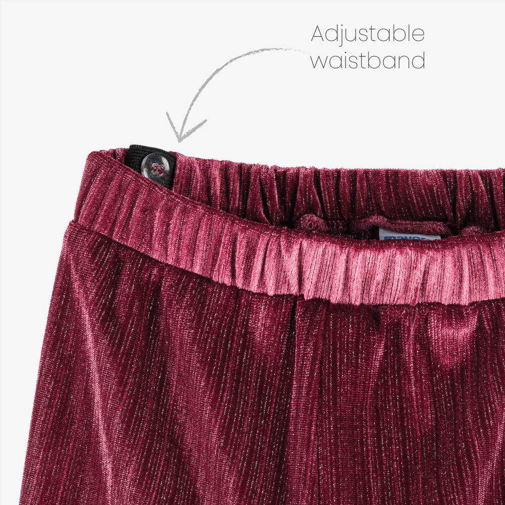 مايورال-طقم بنطلون مخمل لون أحمر براق للبنات | Childrensalon Outlet