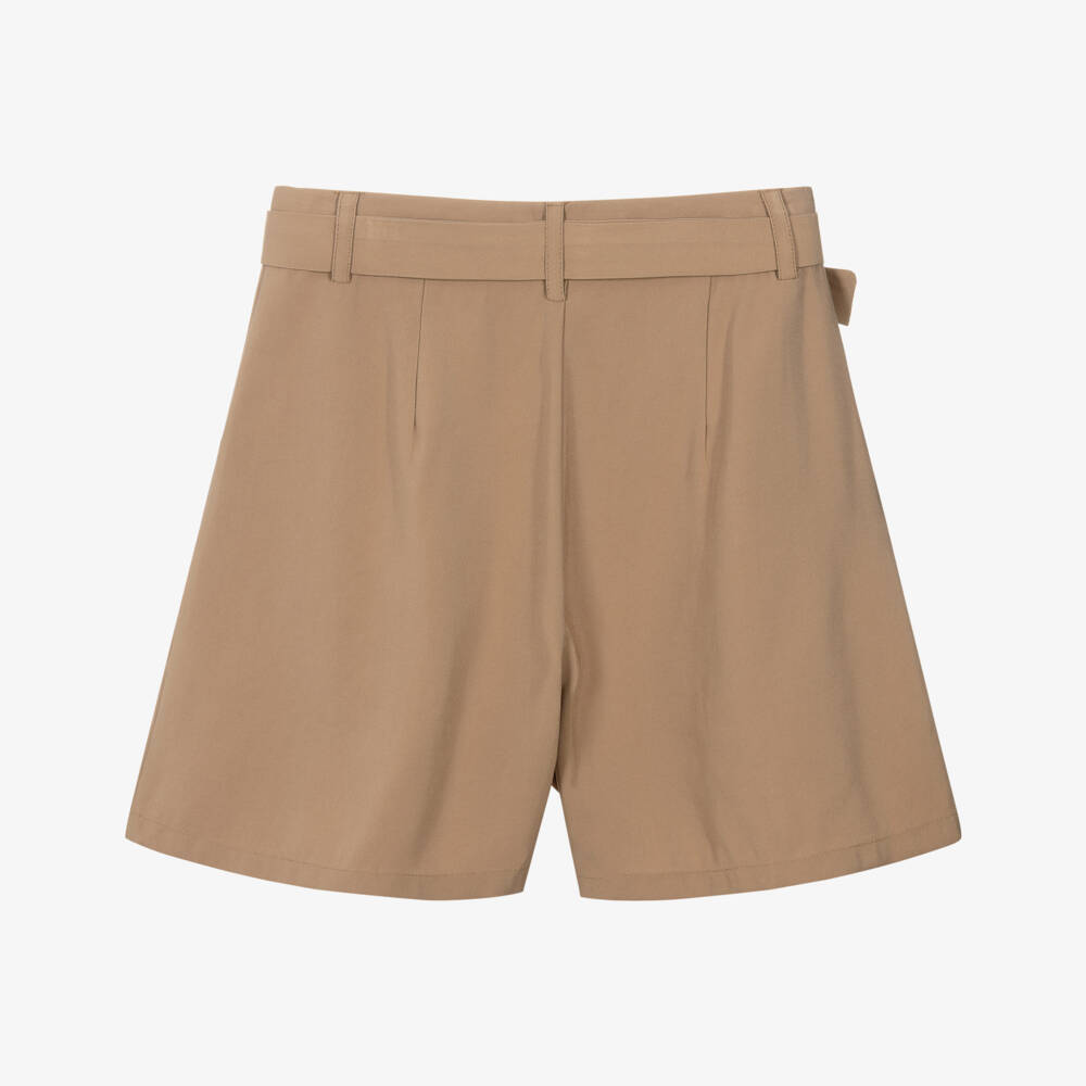 Mayoral-Шорты с поясом и складками для девочек цвета загара | Childrensalon Outlet