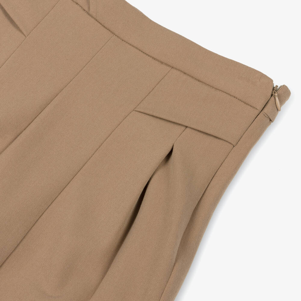 Mayoral-Girls Camel Brown High Waist Wide-Leg Trousers | Childrensalon Outlet