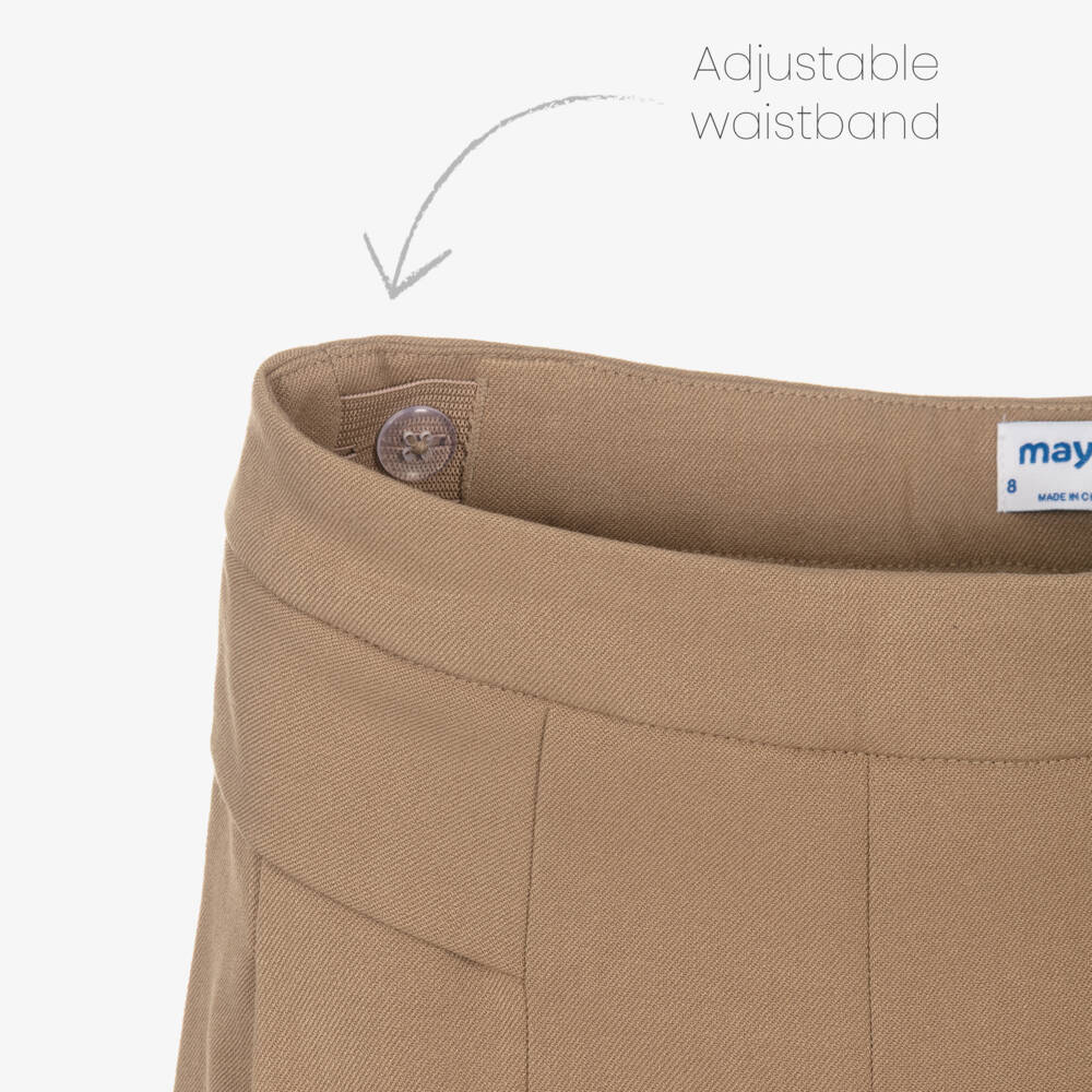 Mayoral-Girls Camel Brown High Waist Wide-Leg Trousers | Childrensalon Outlet