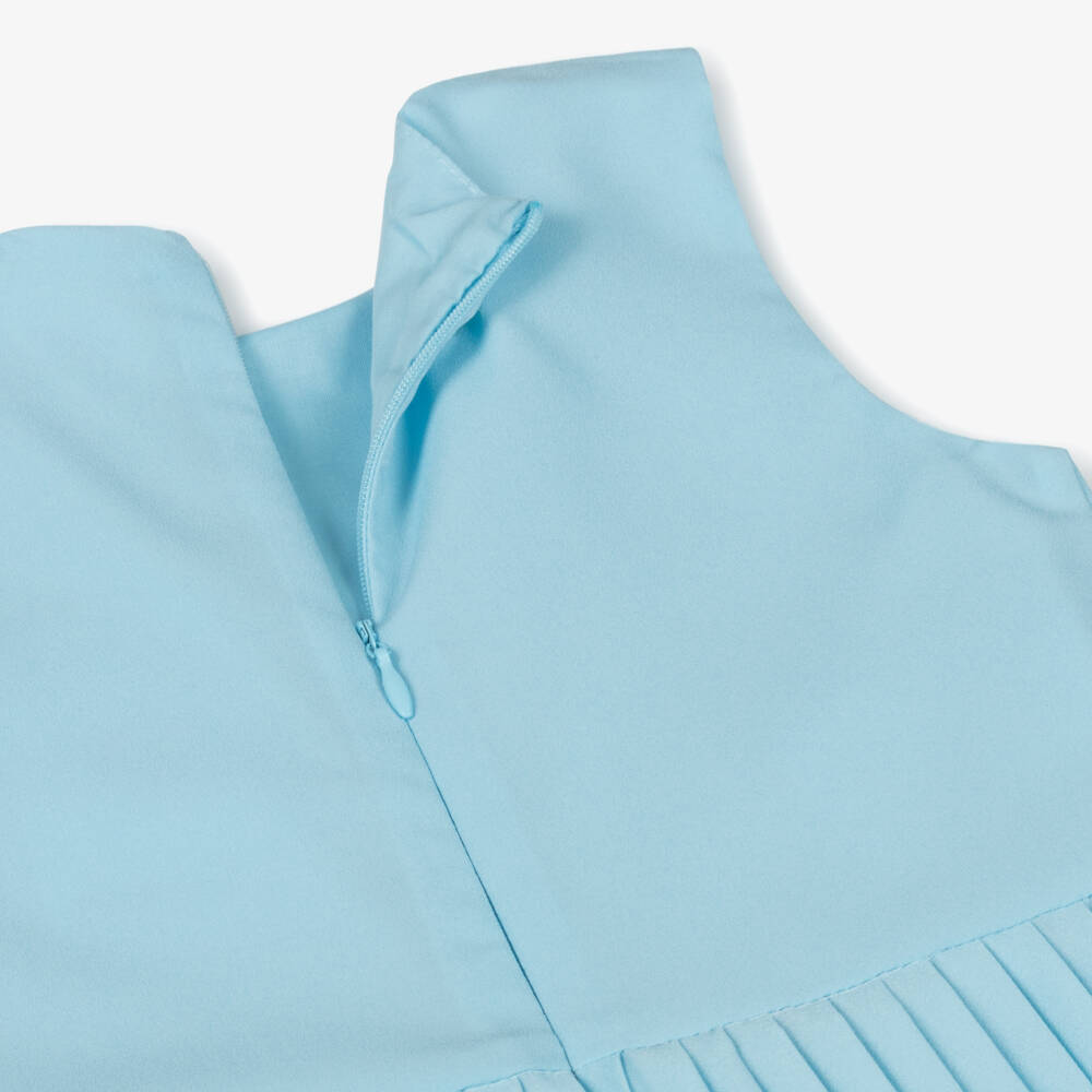 Mayoral-Girls Cerulean Crêpe Pleated Romper | Childrensalon Outlet