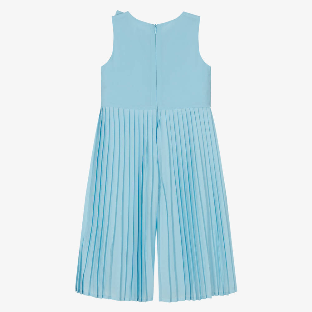 Mayoral-Girls Cerulean Crêpe Pleated Romper | Childrensalon Outlet
