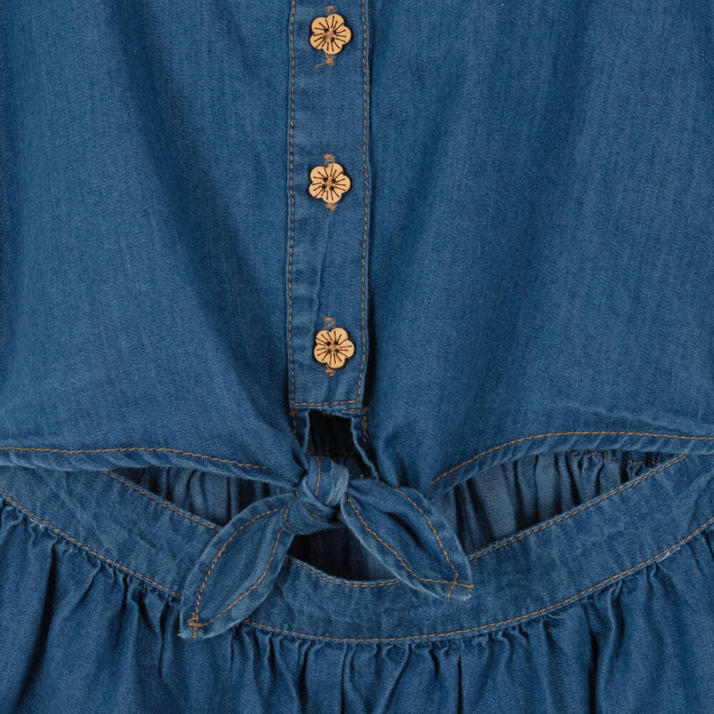 Mayoral-Girls Chambray Knot Dress in Blue | Childrensalon Outlet