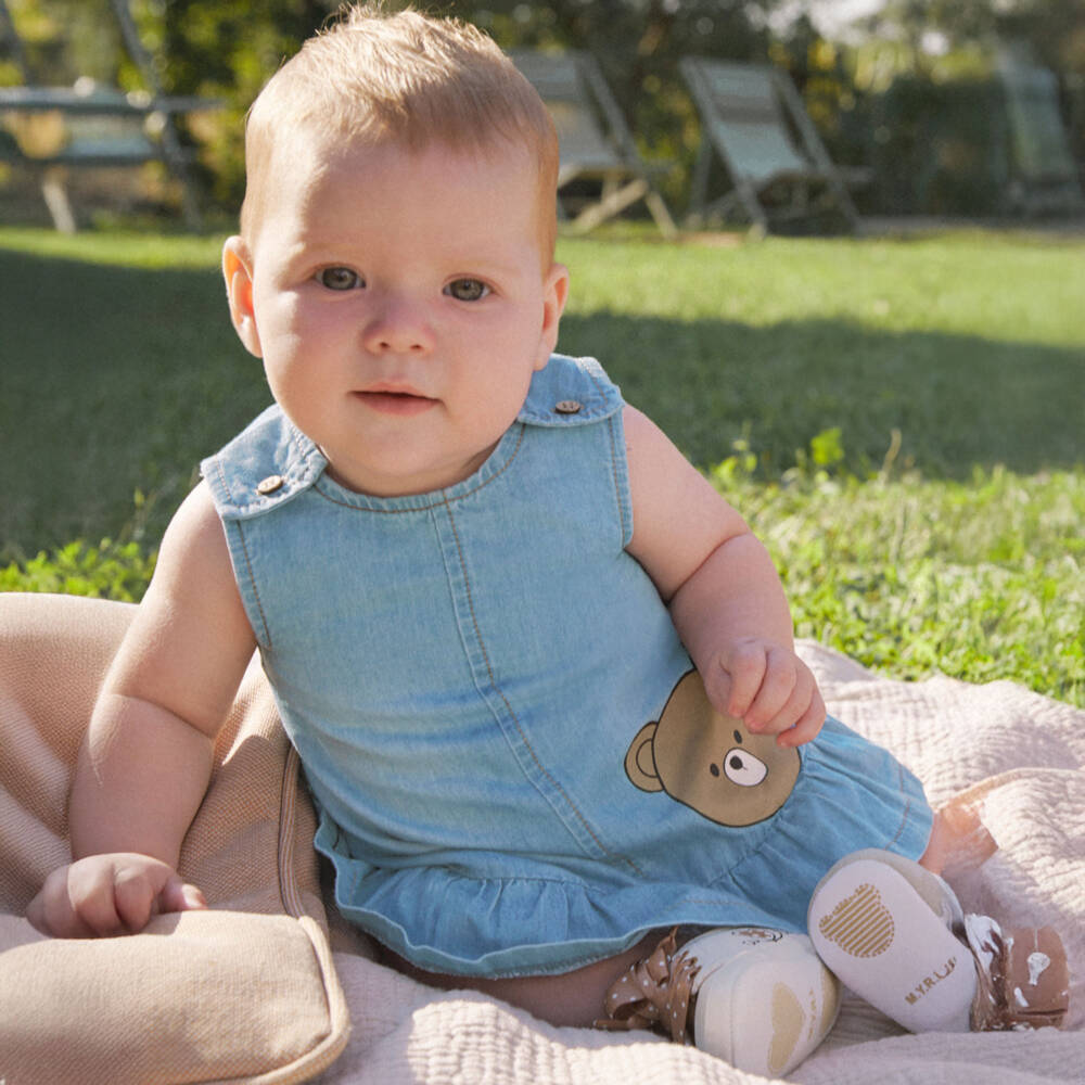 Mayoral Newborn-Girls' Chambray Teddy Dress & Hat | Childrensalon Outlet