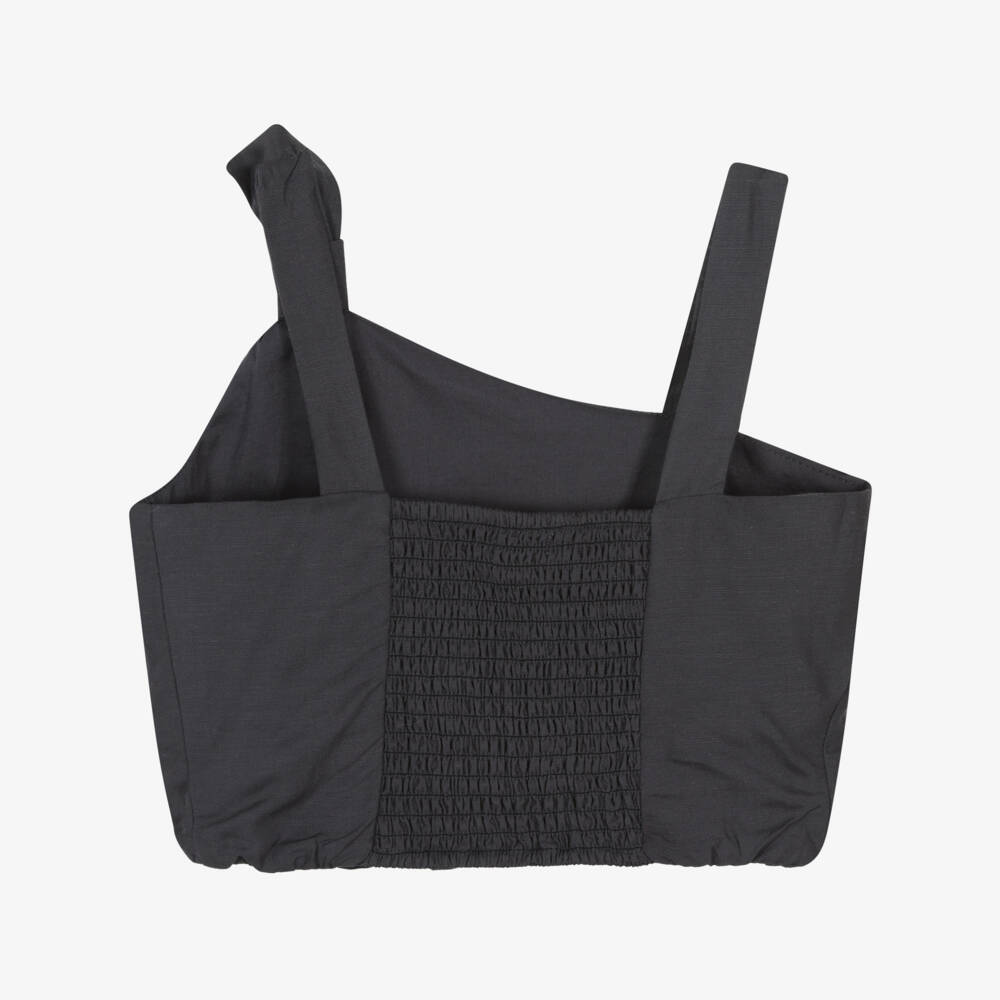 Mayoral-Асимметричная укороченная футболка для девочек в угольном цвете | Childrensalon Outlet